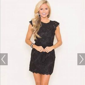 Black Lace Dress with Open Back